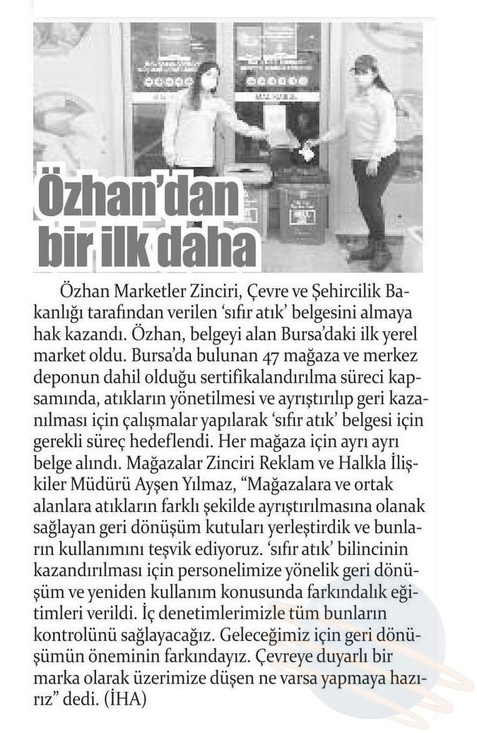 Özhan, Bursa'da ilke imza attı