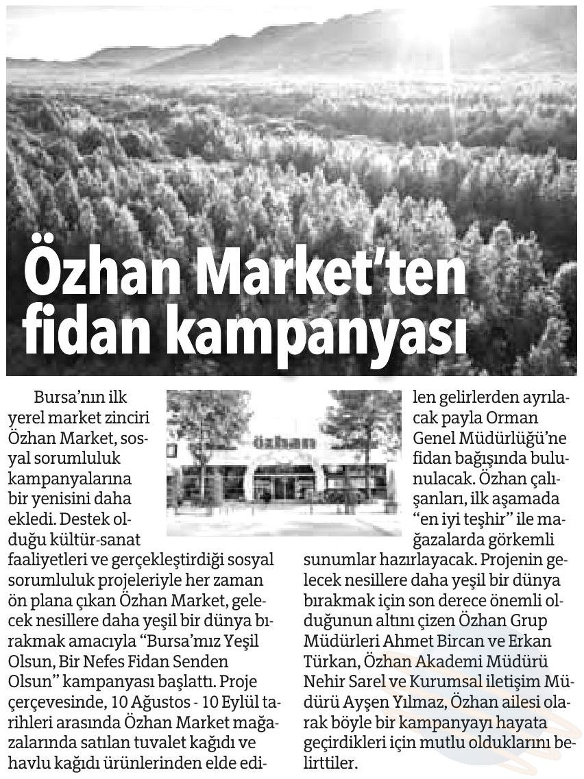 Özhan Market’ten “Daha Yeşil Bir Dünya” Için Fidan Kampanyası
